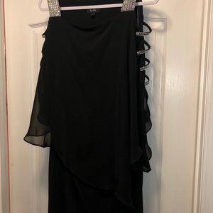 Black sheer cocktail dress with rhinestones